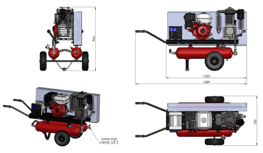 COMPRESSEUR ABR54ES2KVA AIR+ELEC HONDA 11 Cv ECO