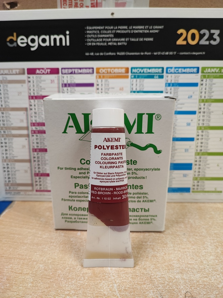 AKEMI - COLORANT PATE POUR MARMORKITT - BRUN ROUGE - TUBE 30 ML