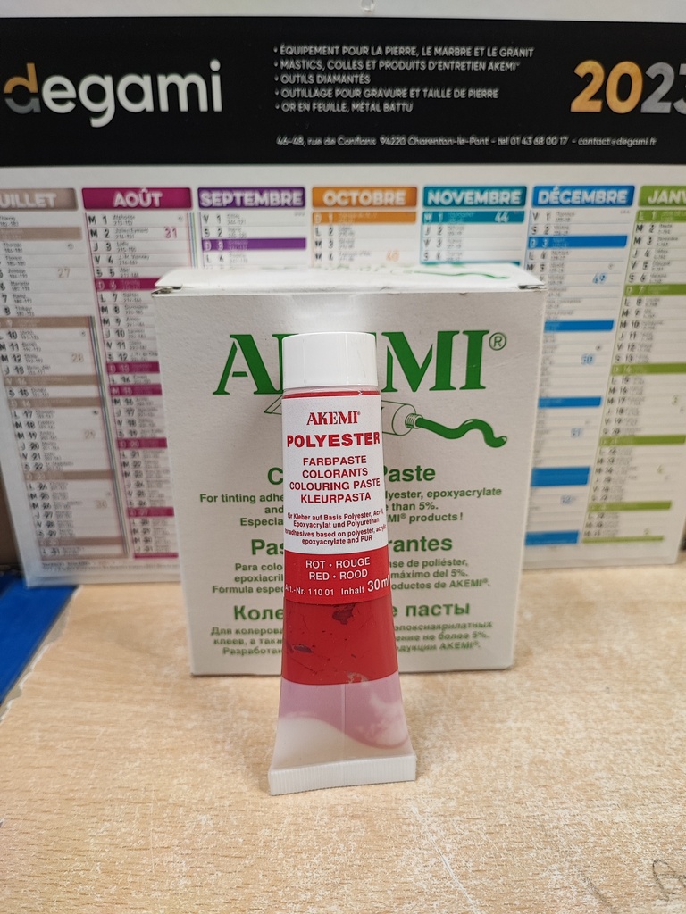 AKEMI - COLORANT PATE POUR MARMORKITT - ROUGE - TUBE 30 ML
