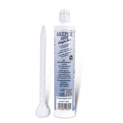 [11010325A] AKEMI - AKEPOX 5010 SINGLE MIX Gel - CC2200 Transparent Magic- Cartouche 265 ml -