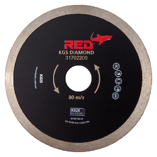 [54010221A] DISQUE 125 PLAT AL22,2mm  Ep 1.5mm fritté - KGS RED K828 - Céramique