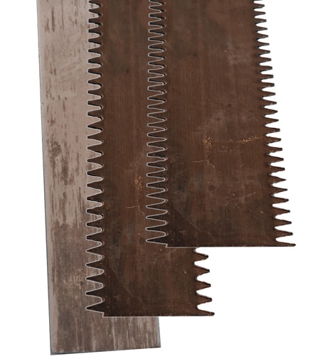 [42000852A] LAME DE CHEMIN DE FER A DENTS 25X1mm pas de 3mm - Le mètre